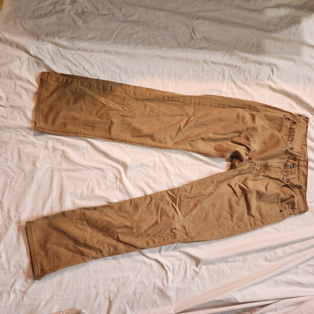 Levi's 505 Regular Fit Khaki Classic Tan Color Casual Pants Mens W32 L32